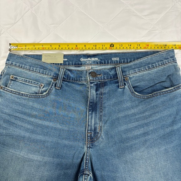 Goodfellow Advanced Temp Control Jeans 38x30 Athletic Fit Stretch Blue NWT - Picture 8 of 11